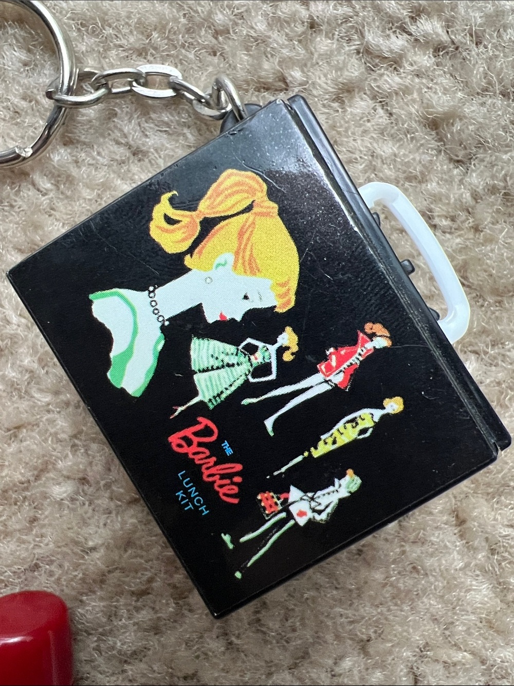 Barbie Mini Lunch Box Keychain Set - Black Case Thermos Glasses Phone Banana - Picture 3 of 7